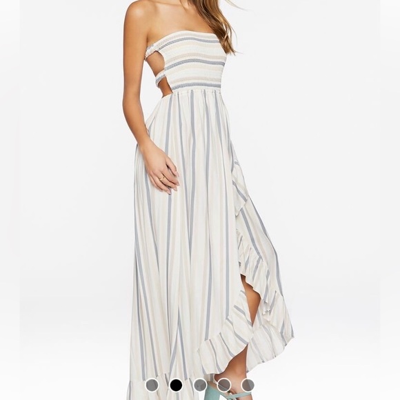 Striped Ruffled High/low Maxi/Dress - Picture 3 of 5
